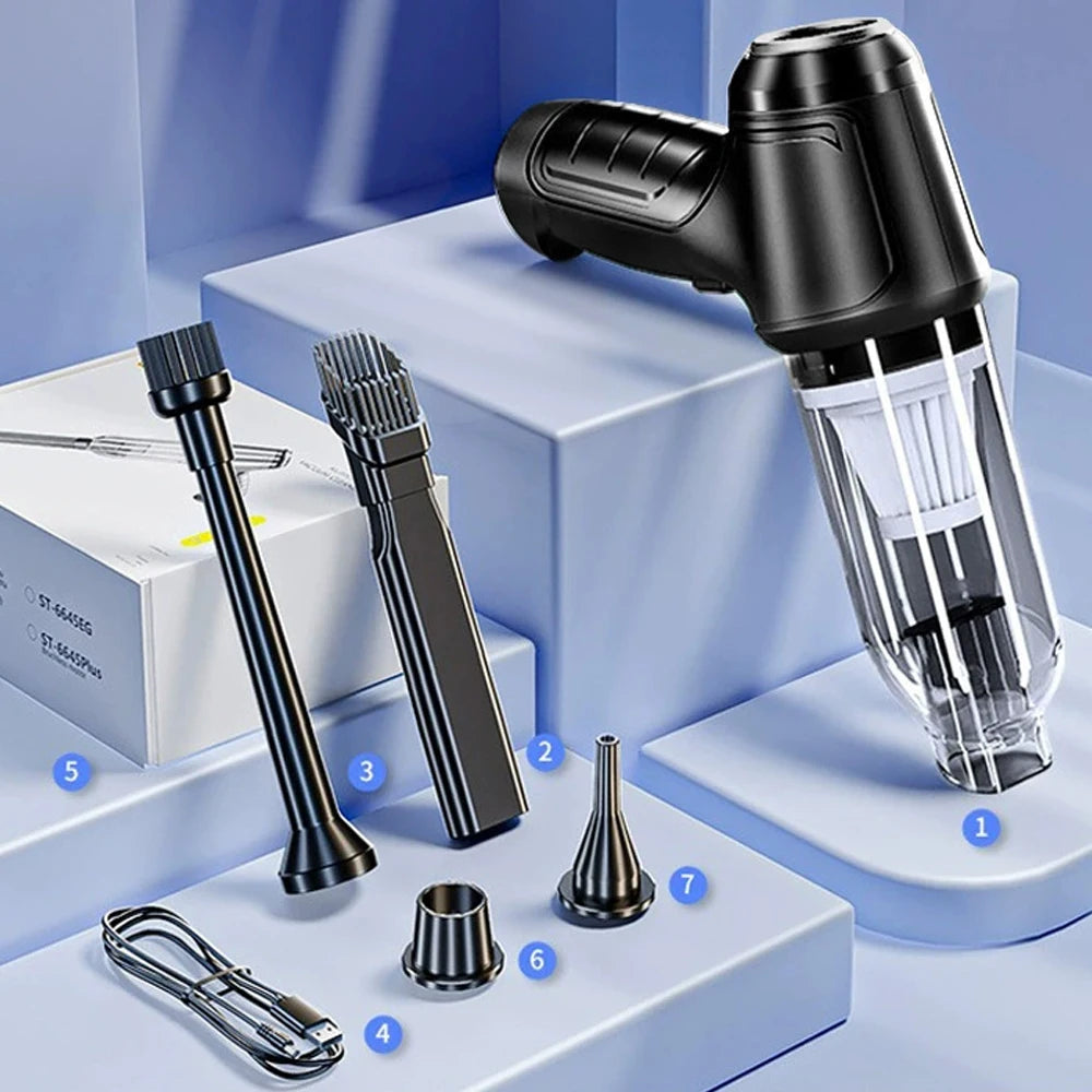 Car Vacuum Cleaner Strong Suction Cleaning Mini Machine Wireless Portable Handhled Blower Machine Air Duster for Home Appliances