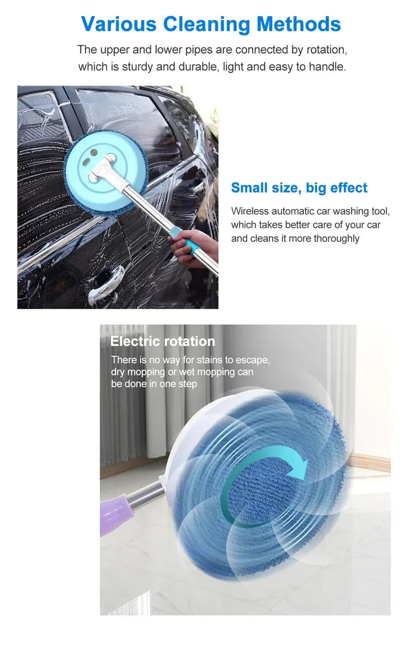 Electric Mop Cleaning Machine Automatic 2 in 1 Wet & Dry Home Cleaner Car Wireless Electric Spin Mop Ceiling Door WindowsCleaner