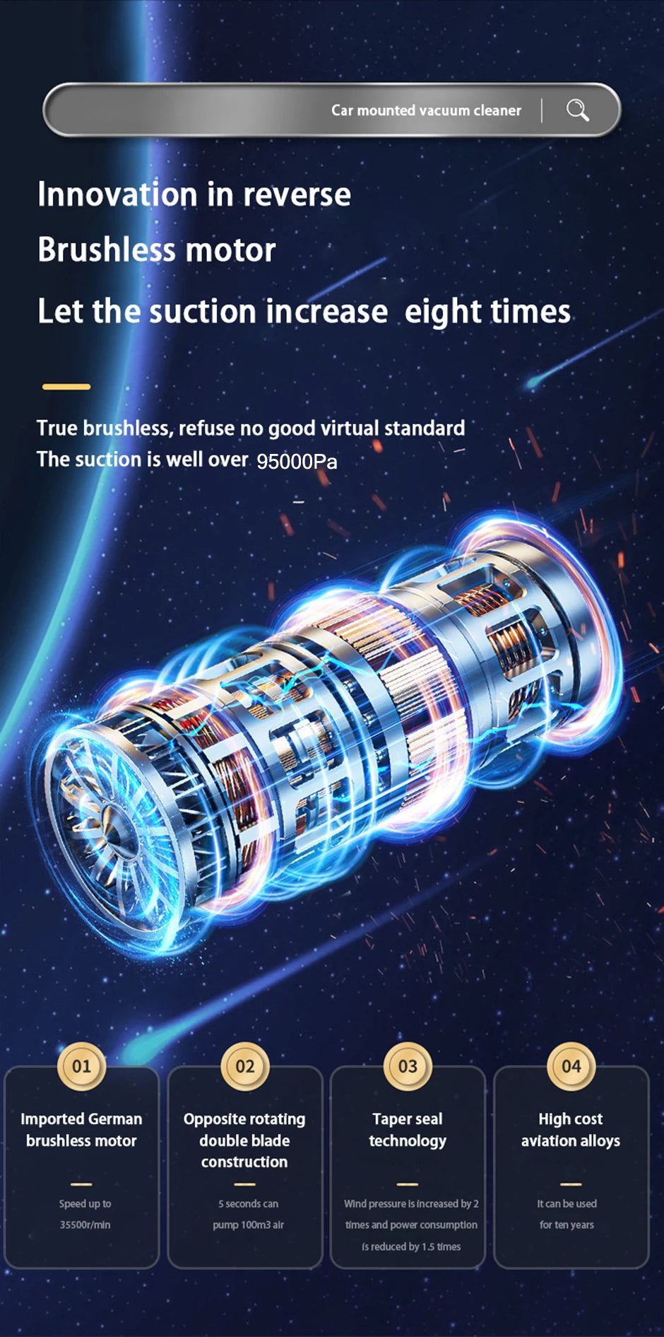 Car Vacuum Cleaner Strong Suction Cleaning Mini Machine Wireless Portable Handhled Blower Machine Air Duster for Home Appliances